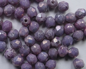FP1-04-03000LE Luster Metallic Amethyst Chalk Czech Glass Facet Firepolish 4mm FP1-04-03000LE Luster Metallic Amethyst Chalk Czech Glass Facet Firepolish 4mm