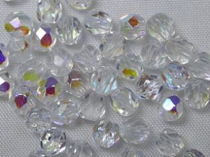 FP1-04-00030X Crystal AB Czech Glass Facet Firepolish 4mm 50 stuks