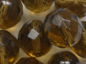 FP1-12-10220 Smoked Topaz Czech Glass Facet Firepolish 12mm 6 stuks