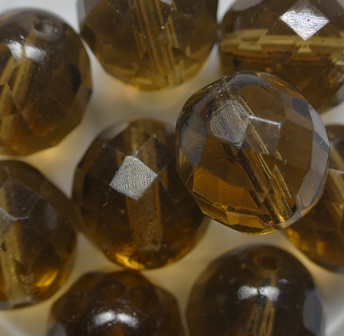 fp1-12-10220 Smoked Topaz Czech Glass Facet Firepolish 12 mm color 10220