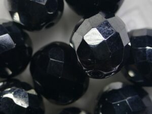 FP1-12-23980-27401 Jet Chrome Czech Glass Facet Firepolish 12mm 6 stuks