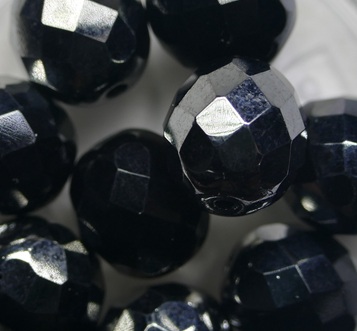 fp1-12-23980-27401 Jet Chrome Czech Glass Facet Firepolish 12 mm color 23980-27401