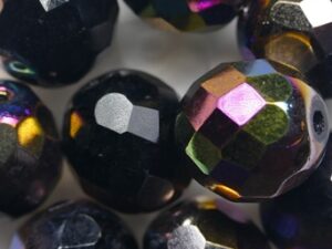 FP1-12-23980VX Jet Vitex Czech Glass Facet Firepolish 12mm 6 stuks