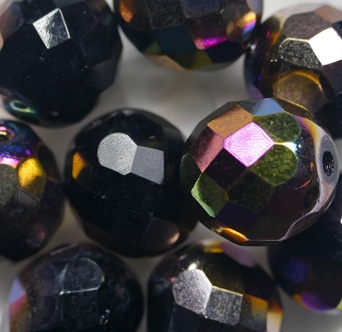 fp1-12-23980VX Jet Vitex Czech Glass Facet Firepolish 12 mm color 23980-27105