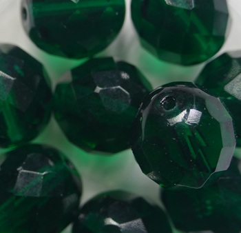 fp1-12-50720 Emerald Czech Glass Facet Firepolish 12 mm color 50720