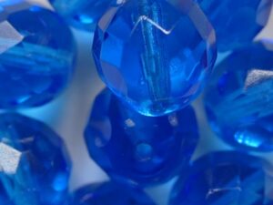 FP1-12-60030 Dark Aquamarine Czech Glass Facet Firepolish 12mm 6 stuks