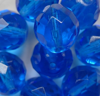 fp1-12-60030 Dark Aquamarine Czech Glass Facet Firepolish 12 mm color 60030
