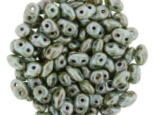 SD-03000-65431 Opaque White Green Marmor Luster Matubo SuperDuo