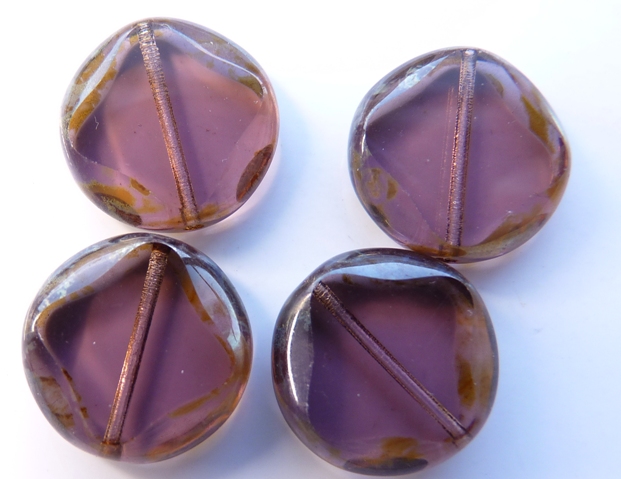 0080263 Amethyst Silver Travertin Table Cut 4 Pc.-0