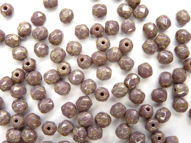 0080525 Opaque Purple Silver Travertin facet 4 mm. 40 Pc.-0 0080525 Opaque Purple Silver Travertin facet 4 mm. 40 Pc.-0