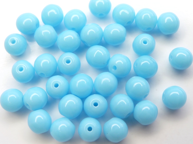 0090244 Opaque Light Blue Turquoise Round 6 mm. 35 Pc.-0 0090244 Opaque Light Blue Turquoise Round 6 mm. 35 Pc.-0