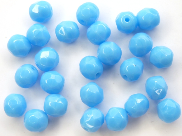 0090326 Opaque Blue Turquoise facet 6 mm. 25 Pc.-0 0090326 Opaque Blue Turquoise facet 6 mm. 25 Pc.-0