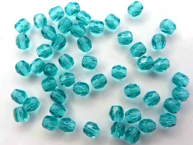 0090334 Teal Facet 4mm. 50 Pc.-0 0090334 Teal Facet 4mm. 50 Pc.-0