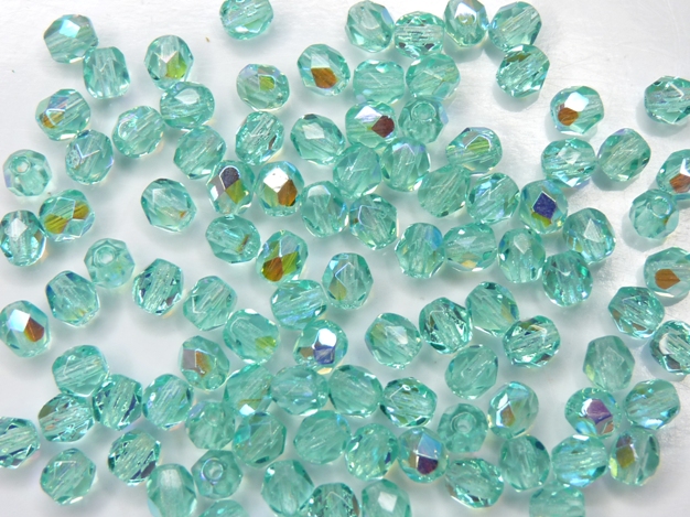 0090336 Teal AB, facet 4 mm. 50 Pc.-0 0090336 Teal AB, facet 4 mm. 50 Pc.-0