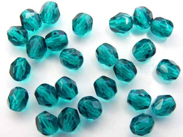 0090351 Teal Facet 6 mm. 25 Pc.-0 0090351 Teal Facet 6 mm. 25 Pc.-0