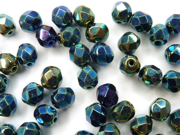 0100369 Jet Green Iris, facet 6 mm. 25 Pc.-0 0100369 Jet Green Iris, facet 6 mm. 25 Pc.-0