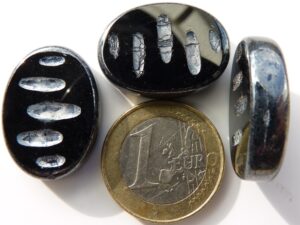 0010088 Jet Hematite Table Cut 2 Pc.-0