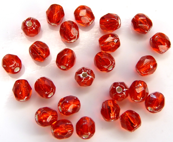 0050272Silver Lined Siam Red facet 50 Pc.-0