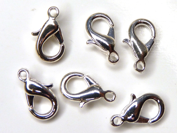 0160004 Karabijnslotje Silver coated, eerste keus 12 mm. 6 Pc.-0