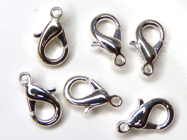 0160004 Karabijnslotje Silver coated, eerste keus 12 mm. 6 Pc.-0 0160004 Karabijnslotje Silver coated, eerste keus 12 mm. 6 Pc.-0