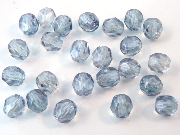 0090131 Crytal Blue Luster facet 6 mm. 25 Pc.-0 0090131 Crytal Blue Luster facet 6 mm. 25 Pc.-0