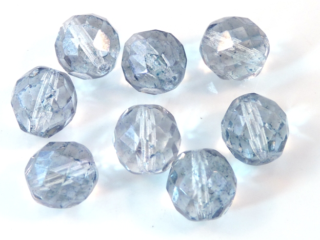 0090132 Crystal Blue Luster facet 12 mm. 6 Pc.-0