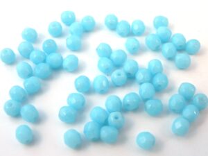 FP1-04-63010 Opaque Light Blue Turquoise Czech Glass Facet Firepolish 4mm
