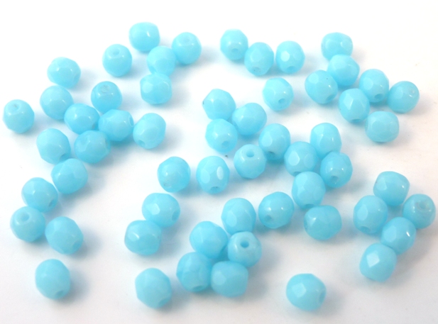 FP1-04-63010 Opaque Light Blue Turquoise Czech Glass Facet Firepolish 4mm FP1-04-63010 Opaque Light Blue Turquoise Czech Glass Facet Firepolish 4mm