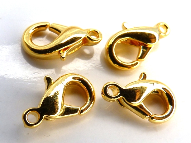 0170002 Karabijn slotjes goudkleurig, eerste keus 12 mm. 4 Pc.-0 0170002 Karabijn slotjes goudkleurig, eerste keus 12 mm. 4 Pc.-0