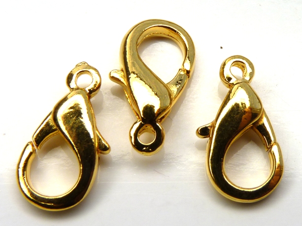 0170003 Karabijnslotjes goudkleur, eerste keus 15 mm. 3 Pc.-0 0170003 Karabijnslotjes goudkleur, eerste keus 15 mm. 3 Pc.-0