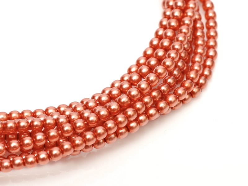 02-132-19001-24244 Glass Pearl Shiny Salmon 150 Pc.-0 02-132-19001-24244 Glass Pearl Shiny Salmon 150 Pc.-0