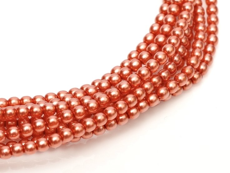 03-132-19001-24244 Shiny Salmon Glass Pearl 150 Pc. -0 03-132-19001-24244 Shiny Salmon Glass Pearl 150 Pc. -0