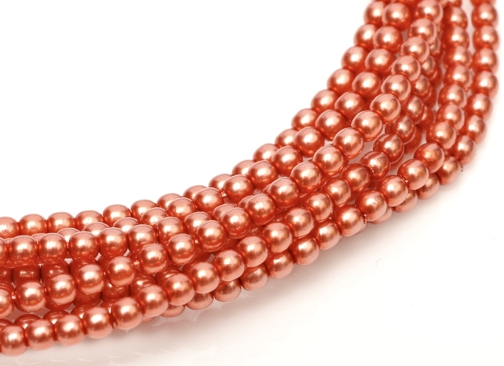 04-132-19001-24244 Shiny Salmon Glass Pearl 120 Pc.-0 04-132-19001-24244 Shiny Salmon Glass Pearl 120 Pc.-0