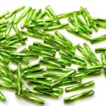 BU-57430 Silver Lined Peridot Green Twisted Bugles 15 mm. 10 gram.-0