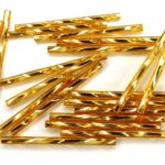 BU-17050 Silver Lined Gold Twisted Bugle 35 mm. 10 gram-0