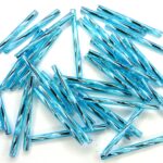 BU-67010 Silver Lined Light Aqua Twisted Bugles 30 mm. 10 gram-0