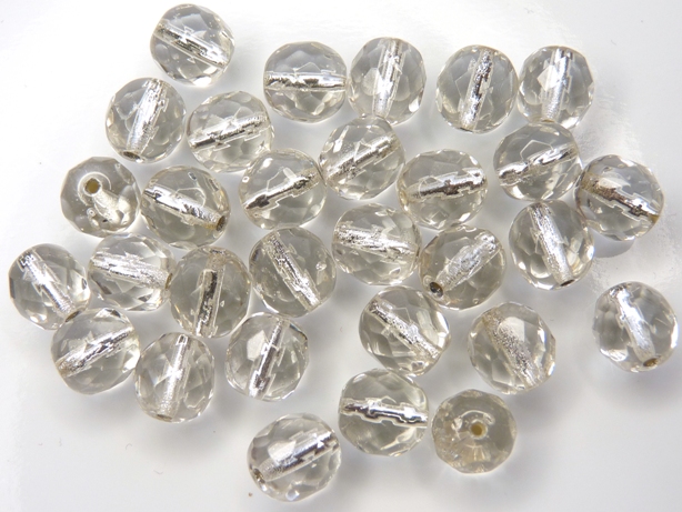 0150116 Silverlined Crystal facet 8 mm. 15 Pc.-0 0150116 Silverlined Crystal facet 8 mm. 15 Pc.-0