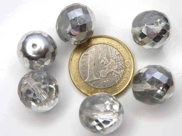0150117 Crystal Half Silver Facet 14 mm. 4 Pc.-0 0150117 Crystal Half Silver Facet 14 mm. 4 Pc.-0