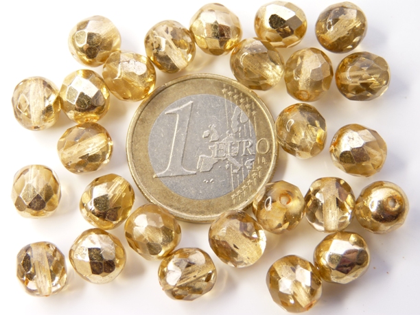 0150169 Crystal Half Dorado Facet 8 mm. 15 Pc.-0
