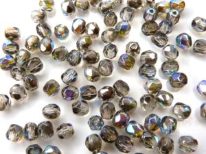 0150173 Crystal Graphite Rainbow Facet 4 mm. 50 Pc.-0