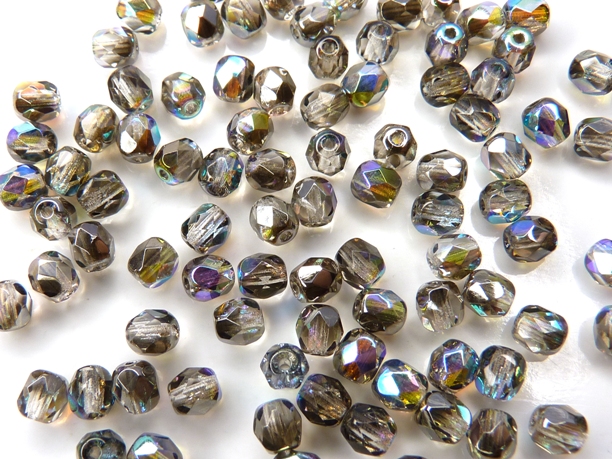 0150173 Crystal Graphite Rainbow Facet 4 mm. 50 Pc.-0