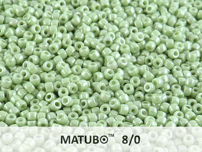 MTB-08-03000-14457 Matubo™ Opaque White Light Green Luster-0 MTB-08-03000-14457 Matubo™ Opaque White Light Green Luster-0