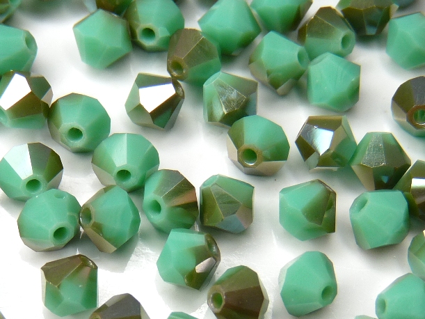 04-MC-63130-22501 Opaque Green Turquoise Celsian Bicones 50 Pc.-0 04-MC-63130-22501 Opaque Green Turquoise Celsian Bicones 50 Pc.-0