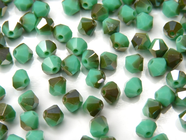 04-MC-63130-22501 Opaque Green Turquoise Celsian Bicones 50 Pc.-5303