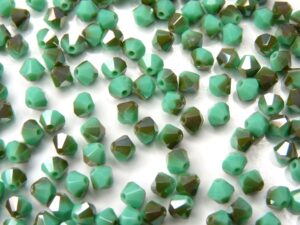 04-MC-63130-22501 Opaque Green Turquoise Celsian Bicones 50 Pc.-5305