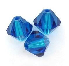 SW-03-BLU 5301 Capri Blue Swarovski Bicone 3 mm 40 Pc.-0