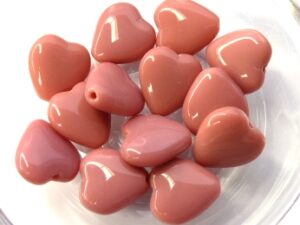 0070007 Opaque Pink Heart 7 Pc.-0