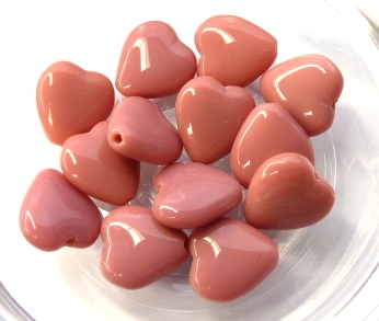 0070007 Opaque Pink Heart 7 Pc.-0