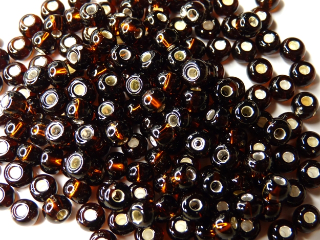 5-0-17140SL Silver Lined Dark Topaz 5/0 Preciosa Rocailles ± 50 gram.-0 5-0-17140SL Silver Lined Dark Topaz 5/0 Preciosa Rocailles ± 50 gram.-0