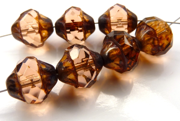 0070368 Rosaline Picasso Facet Turbine Beads 7 Pc.-0 0070368 Rosaline Picasso Facet Turbine Beads 7 Pc.-0